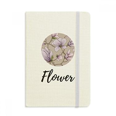 Imagem de Caderno de anotações com estampa roxa e flores em tecido com capa dura