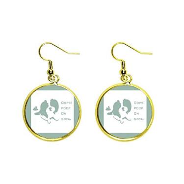 Imagem de Brinco feminino brincalhão de cachorro cocô com orelha, pingente dourado