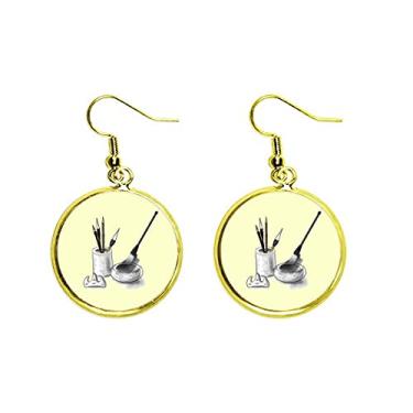 Imagem de Pincel Compose Branco Terno Herança Orelha Pendente Brinco Dourado Joia Feminina