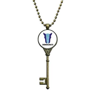 Imagem de OFFbb-USA America President Figure Biden Blue Democracy Colar com pingente de corrente enfeitada