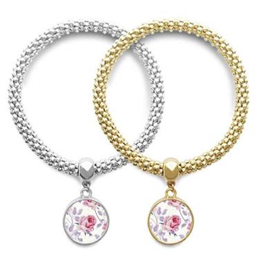 Imagem de Pulseira com pingente rosa rosa para amantes de plantas, pingente, joia para presente de casal