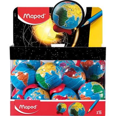 Imagem de Apontadores de lápis de metal com 1 furo para globo mapado, pacote com 16 (05111)