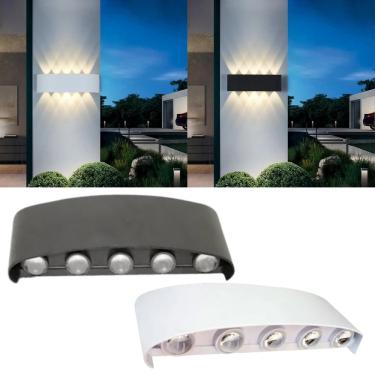 Imagem de Luminária Arandela Meia Lua Para Paredes E Muros De LED 10W Bivolt IP65 Cor Da Luz Branco Quente Com 10 Fachos de Luz