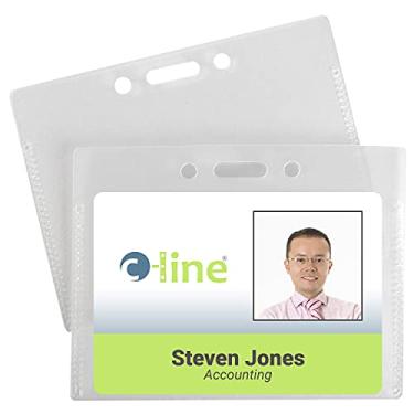 Imagem de C-Line Porta-crachás de proximidade, poliéster livre de PVC, horizontal, 3-1/2 x 2-3/8 polegadas, pacote com 50 (89932)