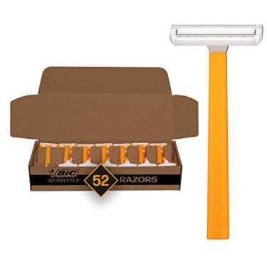 Imagem de BIC Aparelhos de barbear sensíveis descartáveis para homens, 1 lâmina de longa duração para pele sensível, 52 lâminas de barbear