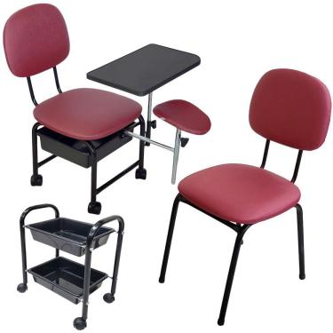 Imagem de Kit Cirandinha Manicure +Carrinho + Cadeira Cliente - Bordo