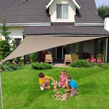Imagem de Vela de guarda-sol triangular, piscinas ao ar livre, pátio do jardim, à prova d'água 98% protetor solar anti-uv, toldo, vários tamanhos, limpeza fácil, vermelho-5 x 5 x 5 m/561 (Color : Brown, Size