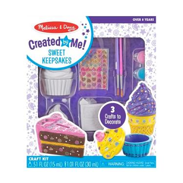 Imagem de Melissa & Doug Decorate-Your-Own Sweets Set Craft Kit: 2 Treasures Boxes and a Cake Bank