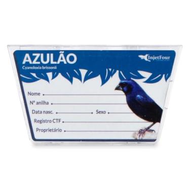 Imagem de Porta Nome Azulão Acrílico Ficha Identificação Marcação Criador Macho Fêmea Torneio Criação Placa Identificação Personalizada Cyanoloxia brissonii