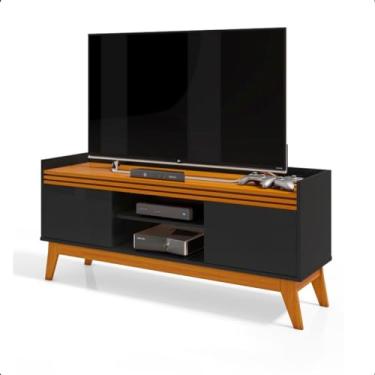 Imagem de Generic Rack para TV 50 Polegadas 2 Portas Ripado 136cm Preto/Cedro
