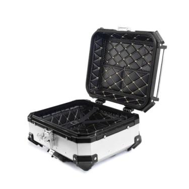 Imagem de BAU DE MOTO TRASEIRO 22 LITROS UNIVERSAL ALIMINIO ANTI-ROUBO PRATA Tronos