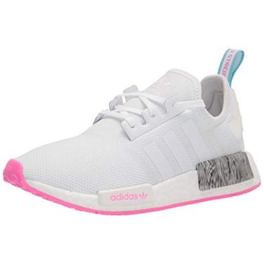 Imagem de adidas Originals Tênis Infantil NMD_R1, Branco/Branco/Rosa gritante, 5 Big Kid