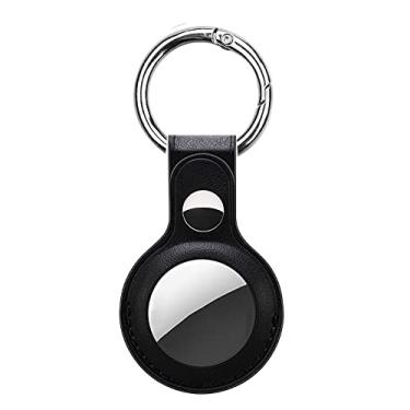 Imagem de WINSINN Capa de couro para AirTag Finder, capa protetora antiarranhões com chaveiro, compatível com AirTags 2021 (orifício duplo - azul)