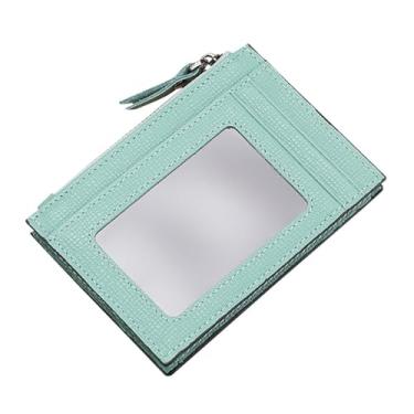 Imagem de Carteira masculina casual – fina, de couro, com zíper, moderna, leve, porta-cartões de crédito com design pequeno portátil, rosa