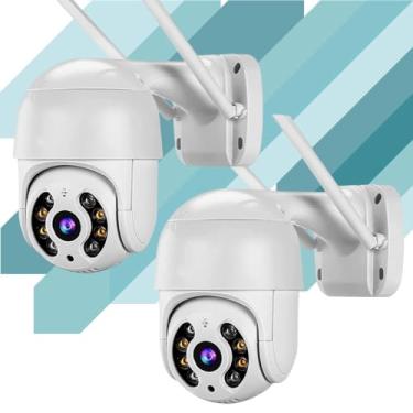 Imagem de 2 Câmeras de Segurança 2024 Wi-fi Speed Dome A8 com Visão Noturna (Infravermelho), Prova D`água, Detecção de Movimento e Controle Remoto - Proteja sua Casa, Escritório Shaolong®