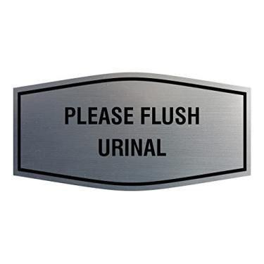 Imagem de Placa de mictório Fancy Please Flush (prata escovada) - Pequeno