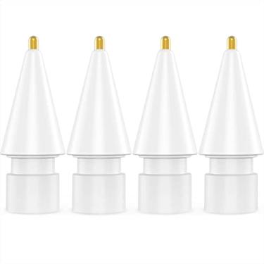 Imagem de NIUTRENDZ Pacote com 4 pontas de reposição para Apple Pencil 2ª geração e 1ª geração ponta de metal de ponta fina, resistente ao desgaste e controle preciso (1,95 mm, branco)