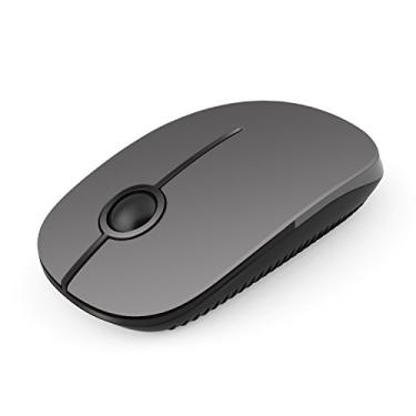 Imagem de Mouse sem fio – Mouse portátil fino de 2,4 G com nanoreceptor, mouse óptico móvel com menos ruído para notebook, PC, laptop, computador, Mac (preto e cinza)