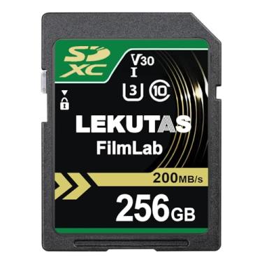 Imagem de LEKUTAS Cartão de memória SDXC UHS-I de 256 GB - Velocidade de leitura de até 200 MB/s, C10, U3, V30, 4K UHD, Full-HD e cartão SD de vídeo 4K para câmeras Canon Nikon Sony Panasonic DSLR, câmeras
