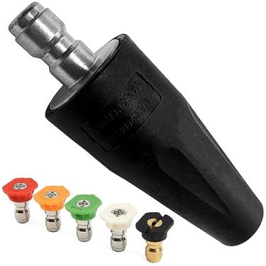 Imagem de Bocal turbo de lavadora de pressão 2600 PSI 2,0 GPM pontas giratórias de lavadora com 5 pontas de bocal de pulverização, conexão rápida de 1/4 polegada, substituição para Greenworks, Karcher, Ryobi e