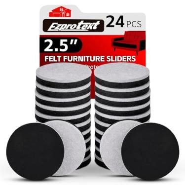 Imagem de 24 peças de deslizadores de móveis, pastilhas de feltro de 6,35 cm para pisos de madeira e todas as superfícies rígidas