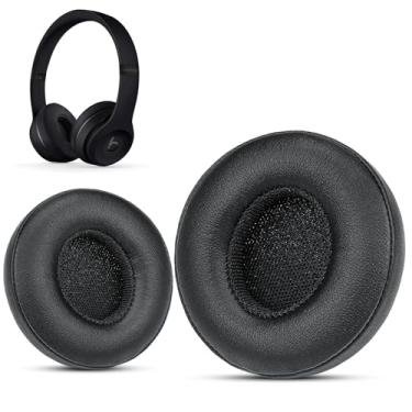 Imagem de Krone Kalpasmos Almofadas de substituição para fones de ouvido Beats Solo 2 e 3 sem fio/com fio, almofada de ouvido premium de couro de proteína com kits, excelente conforto e fácil de instalar – Preto