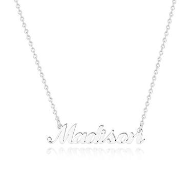Imagem de Hidepoo Colar com nome personalizado – Colar com pingente de nome de aço inoxidável, corrente delicada com nome de letra, joias personalizadas, presentes para mulheres, Metal