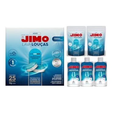 Imagem de Kit Jimo Lava Louças MultiCamadas Caixa com 25 pastilhas 15g + 2 Jimo Lava-Maquinas com 2 Pastilhas 17g + 3 Jimo Secante Abrilhantador 100ml
