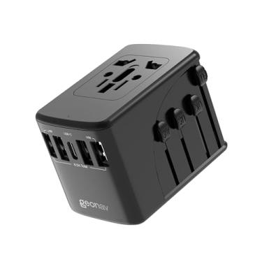 Imagem de Geonav Carregador Universal com Adaptadores de Viagem, 4 Portas USB + 1 USB-C (Preto)