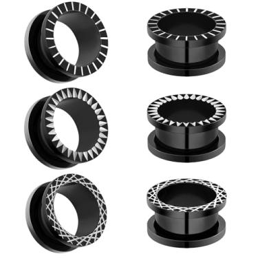 Imagem de Oyaface 4 peças de aço inoxidável para túneis de orelha com alargador duplo alargador de brincos expansores piercing joia corporal 2G-3/4, Aço inoxidável, Sem pedras preciosas