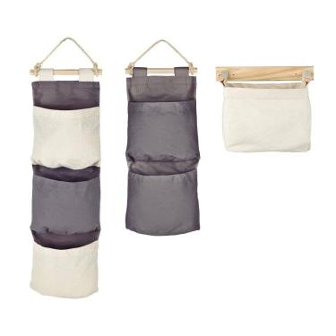 Imagem de Organizador Tramontina Em Lona Com 3 Bolsos E Corda Para Pendurar