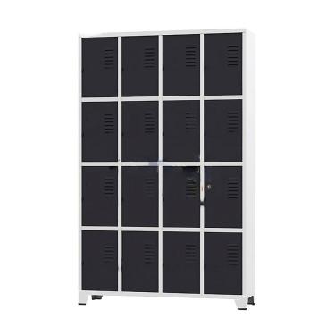 Imagem de Armário Roupeiro De Aço Para Vestiário 16 Portas Locker Preto com Chave