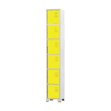 Imagem de Armário Roupeiro De Aço 6 Portas Para Vestiário Academia Locker Amarelo com Chave