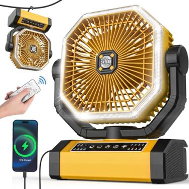 Imagem de Ventilador alimentado por bateria - Ventilador recarregável de 22 cm portátil, 10.0000mAh (30hrs) Ventilador de acampamento para barraca, ventilador sem fio de oscilação automática, ventilador de