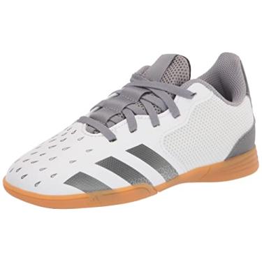 Imagem de adidas Tênis de futebol infantil unissex Predator Freak .4, Branco/Ferro Metálico/Vermelho Solar, 11 Little Kid