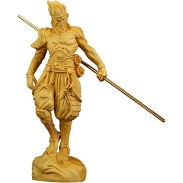 Imagem de Waillynice Handcrafted Sun Wukong Statue, Exquisite Boxwood Carving, Home Decor for Living Room Hallway - Chinese Myth Monkey King Figurine for Gift and Display