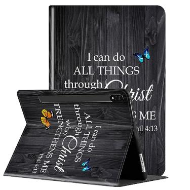 Imagem de Capa para tablet Samsung Galaxy Tab S8 Plus 2022/ Tab S7 FE 5G 2021/ Tab S7 Plus 2020 de 12,4 polegadas, suporte multiângulo com capa de proteção automática para hibernar/despertar - Bíblia de madeira
