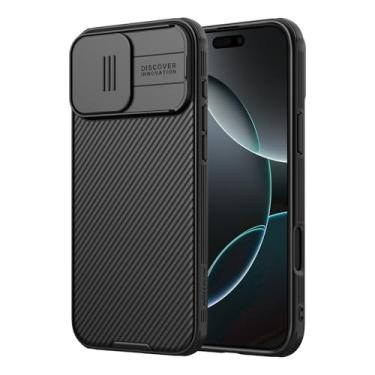 Imagem de Nillkin Capa para iPhone 16 Pro com capa deslizante para câmera, [proteção atualizada da lente da câmera] Capa protetora fina à prova de choque para iPhone 16 Pro de 6,3 polegadas, preta