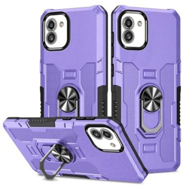 Imagem de Sidande Capa para Galaxy A04e, capa para Galaxy A03 SM-A042F, suporte resistente com suporte magnético embutido para carro, à prova de choque, capa protetora para celular para Samsung Galaxy A03 roxo