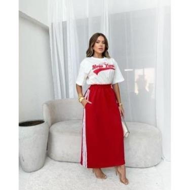Imagem de Conjunto Saia em Moletom Listra Lateral e T-Shirt Silkada-Feminino
