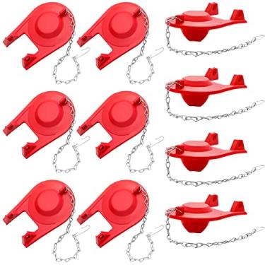 Imagem de Kit de substituição de melindrosa de vaso sanitário universal com corrente inoxidável compatível com uso padrão americano para válvulas de descarga de 5 cm, economia de água (vermelho, 10 peças)