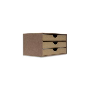 Imagem de Suporte P/ Monitor C/ 3 Gavetas P/ Organizar Folhas A4 Em MDF Cru - MV