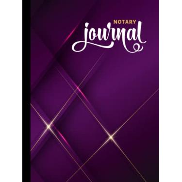 Imagem de Hardcover Notary Journal: 8.5x11 Large Notarial Logbook/With 200 Numbered Pages - Two Record Logs Per Page / 400 Records/Ledger Book Gift For Signing Agents/Purple Gold 3D Line Art