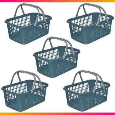 Imagem de 5 Cesta Cestinha Plástica Supermercado Mercado Reforçado 9 L - Usual U
