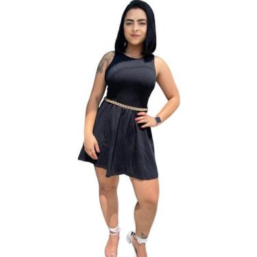 Imagem de Roupas Femininas Vestido Curto Com Cinto Regata Godê Rodado - Mosaico,