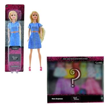 Imagem de Kit Boneca Dream Doll - Cabelo Loiro (2900F) + Kit com 9 Vestidos Sortidos (2920)