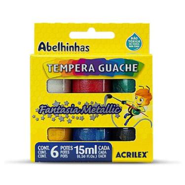 Imagem de Estojo Tinta Tempera Guache METALLIC Acrilex - 6 cores 15 ml