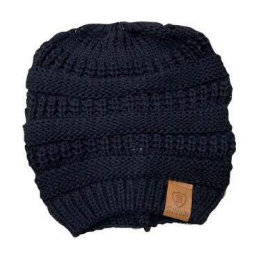 Imagem de Touca Gorro Capuz Inverno Frio Tricô Lã Unissex Moda Rabo de Cavalo Ca