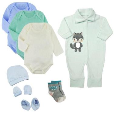 Imagem de Kit Roupinhas de Bebê 8 Peças Body Manga Longa Macacão Plush - Koala B