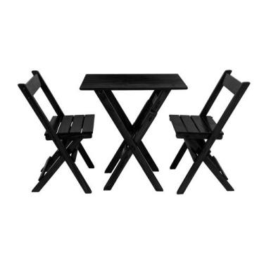 Imagem de Jogo Mesa Aparador Bar Dobrável para Bar e Lanchonetes com 2 Cadeiras 